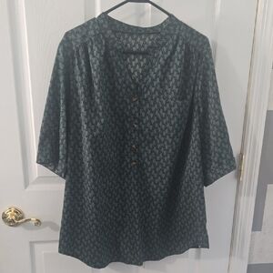 SHEIN Green Patterned Blouse